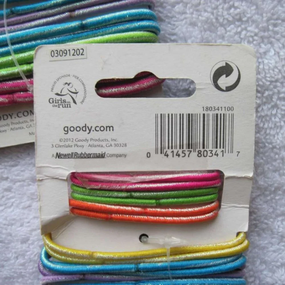 18 Goody Ouchless Ponytailer Hair Band No Metal Elastics 3 Sizes Tinsel Colorful